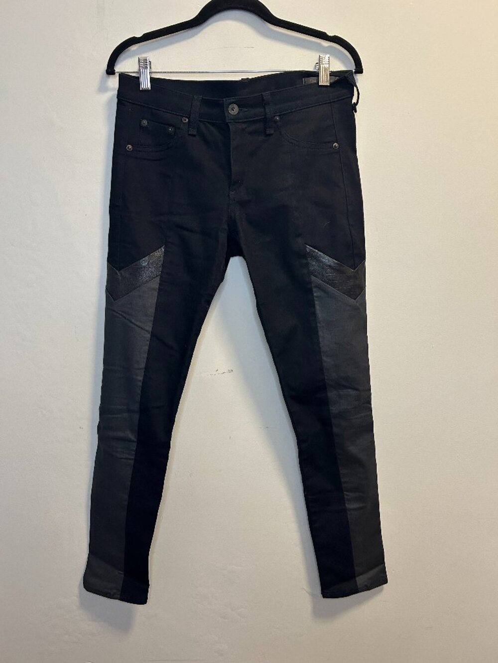 Grand Prix Motocross Paneled Leather Midnight Blue Skinny Jeans